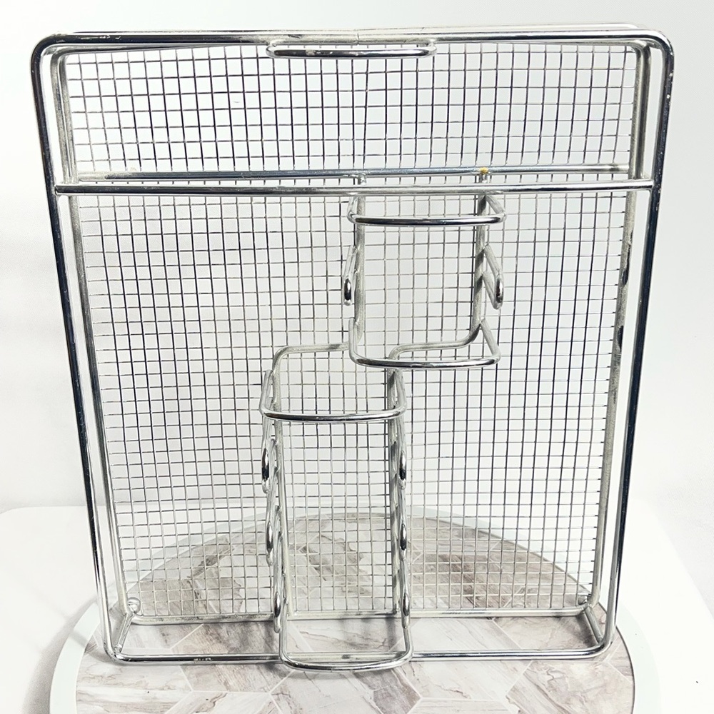 Chrome Wire Mesh Utensil Rack Countertop Kitchen Organizer 12x12